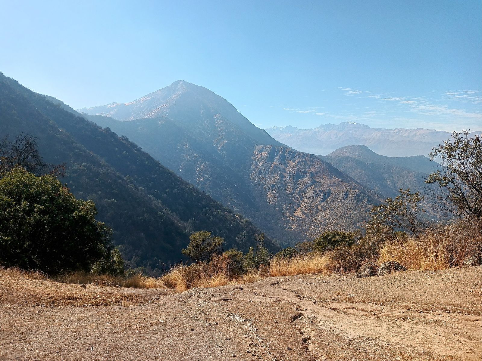 Cerro Manquehue rising above the Santiago foothills