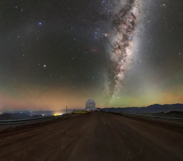 The Milky Way over a Chilean mountain observatory