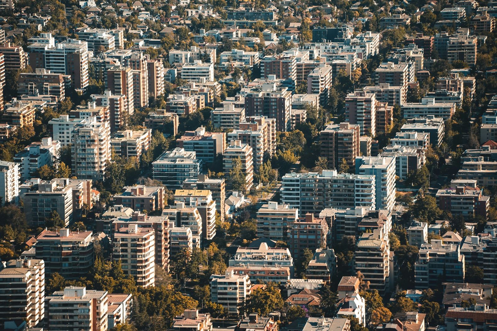 Aerial view of Santiago neighbourhoods