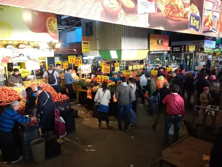 Fruit and vegetable stalls inside La Vega Central market, Santiago