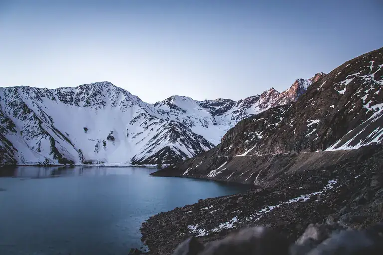 Snow-capped peaks above the El Yeso reservoir, Cajón del Maipo
